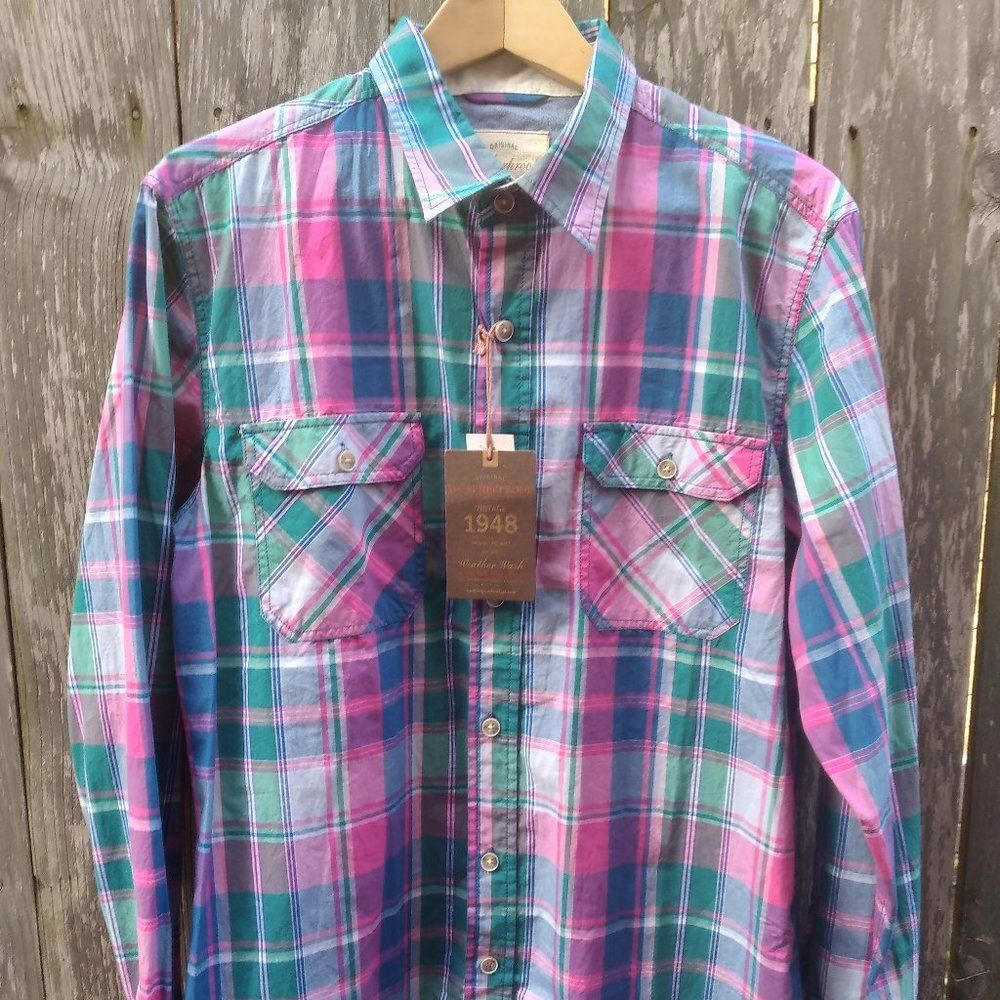 Weatherproof Vintage button down shirt madras cotton